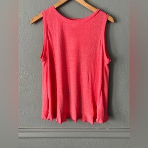 GAP Coral Linen Blend Tank Top Open Ruffle Back Sleeveless Size M